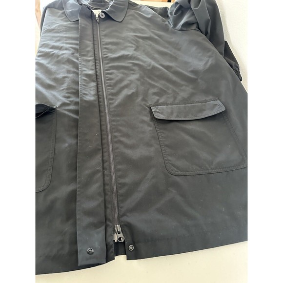 LL Bean Black Oversized Utility Jacket Women Size L Pockets Front Zipper Collar - Picture 8 of 12
